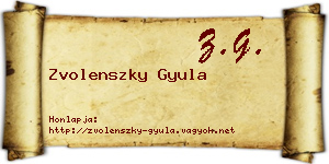 Zvolenszky Gyula névjegykártya