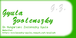gyula zvolenszky business card